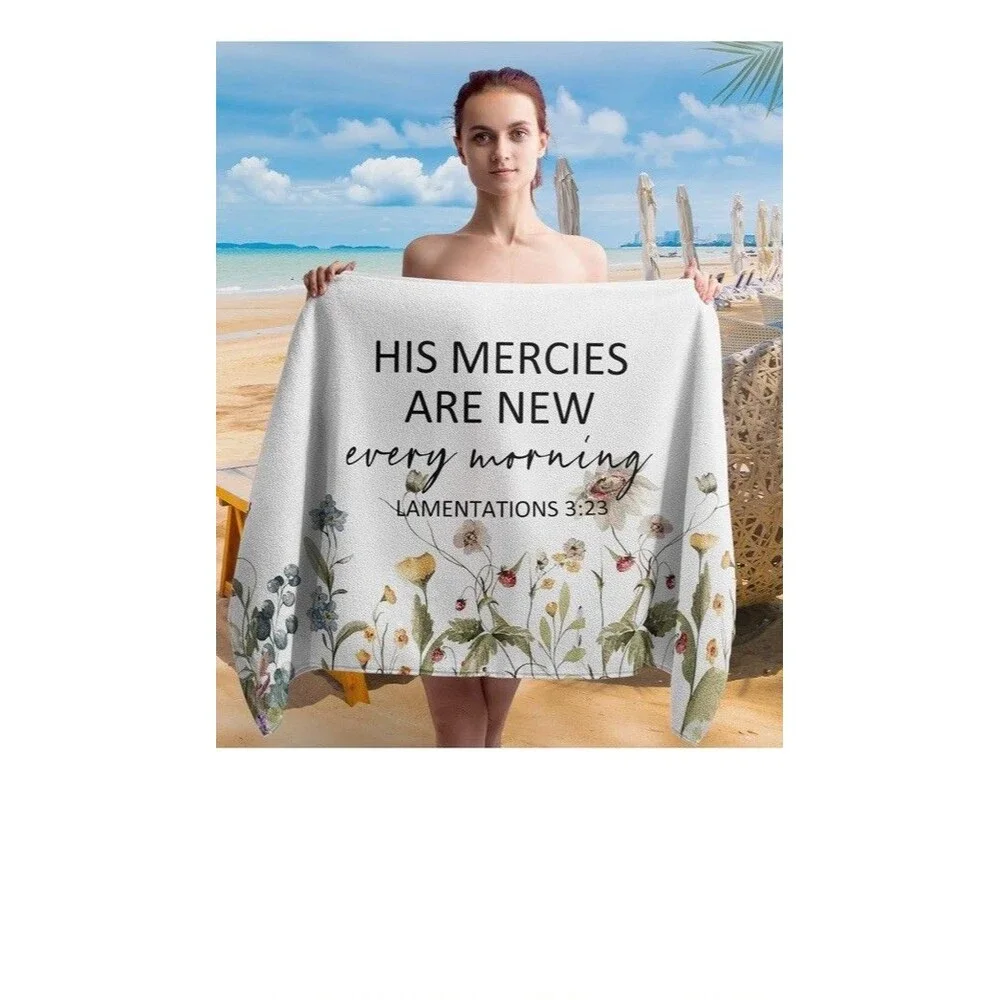 Christian Wildflower Beach Towel, Inspirational Bible Verse Beach Towels Over...